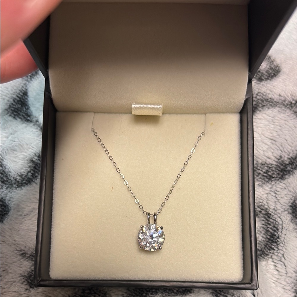 Sterling Silver Necklace with Moissanite Pendant